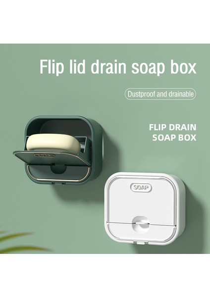 Yeşil 3 Adet Çift Katmanlı Toz Geçirmez Drenaj Sabunluk Banyo Aksesuarları Seti Yumruksuz Duvara Monte Su Geçirmez Sabunluk Tutucu Kapaklı (Yurt Dışından) modelleri
