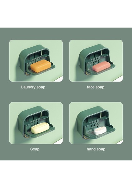 02 Beyaz Ev Çamaşır Sabunu Kutusu Çift Yaratıcı Drenaj Sabunu Saklama Kutusu Çok Fonksiyonlu Deliksiz Duvara Monte Çekmece Sabunluk Raf (Yurt Dışından) indirimleri