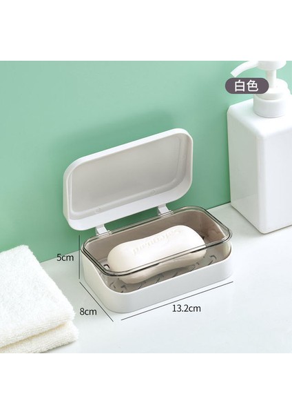 Beyaz Sabun Kapaklı Kutular Su Geçirmez Taşınabilir Duş Sabunu Tutucu Banyo Yaratıcı Sünger Plaka Çift Katmanlı Drenaj Sabun Saklama Kutusu (Yurt Dışından)