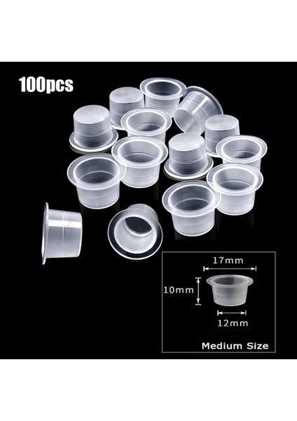 12MM 100 Adet 100 Adet S(8MM)/M(12MM)/L(15MM) Plastik Saklama Kutusu Kap Dövme Aksesuarı Kalıcı Makyaj Pigment Dövme Bardak Büyük Orta Küçük Boy (Yurt Dışından)