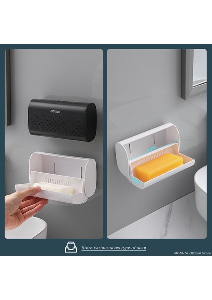 Gri (1 Adet) Mengnı Duvara Monte Sabunluk Toz Geçirmez Banyo Malzemeleri Sabun Depolama Kapaklı Raf Ev Sabun Kutusu Banyo Aksesuar Setleri (Yurt Dışından) indirimleri
