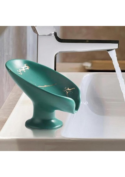 Yeşil Moda Yaprak Şekli Sabunluk, Depolama Plaka Tepsisi Kolay Temizlik Sabunluklar Banyo Malzemeleri Duş Tezgahı Küvetler (Yurt Dışından)