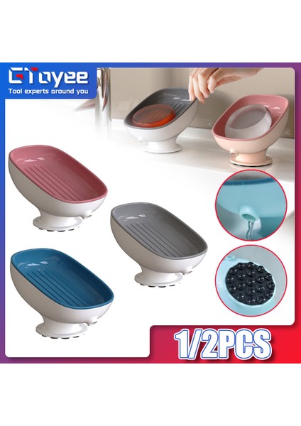 1pc-Mavi 2 Adet Süper Vantuz Sabun Kutusu Sabunluk Drenaj Su Fonksiyonu Banyo Sabunluk Sabun Konteyner Mutfak Lavabo Sabunu Çarşaflarda (Yurt Dışından) fiyatları