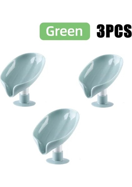 3 Adet Yeşil 4 Adet Yaprak Şekilli Sabun Kutusu Banyo Sabunu Bardak Tutucu Sünger Depolama Plaka Tepsisi Dikey Vantuz Boîte À Savon Banyo Gadge Için (Yurt Dışından)