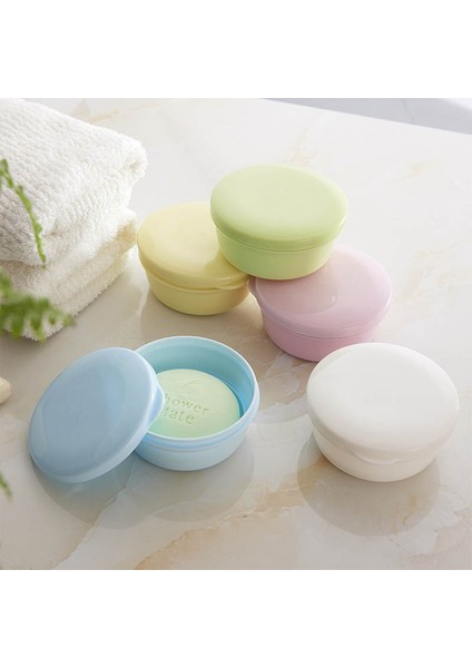 Mavi 1 Adet Sabun Kutusu Banyo Aksesuarları Taşınabilir Mühürlü Sabunluk Yuvarlak Şekil Sabunluk Seyahat Malzemeleri Plastik (Yurt Dışından)