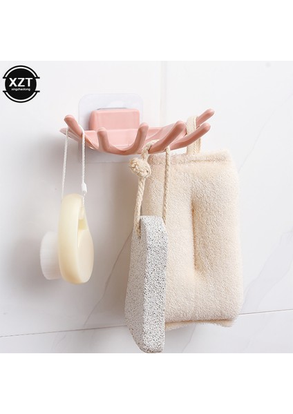 Pembe Duvara Monte Kendinden Yapışkanlı Sabunluk Banyo Duş Çanak Plakaları Saklama Kutusu Drenaj ile Plastik Malzemeleri Banyo Sabunluk (Yurt Dışından)