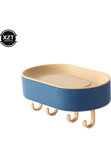 Mavi Duvara Monte Sabunluk Kutusu Kapı Sabunluk Banyo Ürünleri Tepsisi Vantuz ile Taşınabilir Katı Drenaj Su Plakaları (Yurt Dışından)