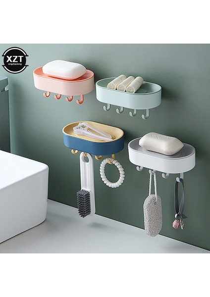 Mavi Duvara Monte Sabunluk Kutusu Kapı Sabunluk Banyo Ürünleri Tepsisi Vantuz ile Taşınabilir Katı Drenaj Su Plakaları (Yurt Dışından) modelleri