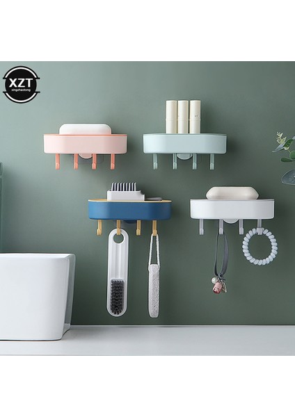 Mavi Duvara Monte Sabunluk Kutusu Kapı Sabunluk Banyo Ürünleri Tepsisi Vantuz ile Taşınabilir Katı Drenaj Su Plakaları (Yurt Dışından) fırsatları