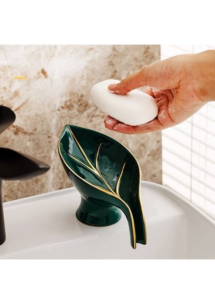 Yeşil 1 Adet 2022 Yeni Işık Lüks Seramik Yaratıcı Sabun Kutusu Drenaj Sabun Rafı Ev Tuvalet Sabunluk Tutucu Withoutdrilling (Yurt Dışından) fırsatları