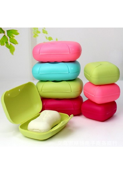 Pembe Taşınabilir Seyahat Sabunluklar Sabun Kabı Banyo Ev Plastik Sabun Kutusu Kapaklı Küçük/büyük Boy (Yurt Dışından)