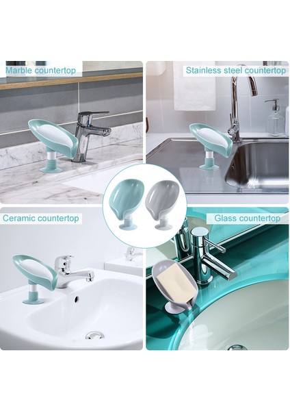 2 Adet B Gri 2 Adet Vantuz Sabunluk Banyo Duş Için Taşınabilir Yaprak Sabunluk Plastik Sünger Tepsi Mutfak Banyo Aksesuarları (Yurt Dışından)