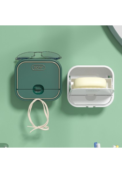 Yeşil 1 Adet Çift Katmanlı Toz Geçirmez Drenaj Sabun Raf Banyo Aksesuarları Seti Yumruksuz Duvara Monte Su Geçirmez Sabunluk Tutucu Kapaklı (Yurt Dışından) indirimleri