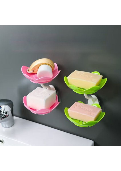 Yeşil 1 Pc Yaratıcı Lotus Şekli Sabun Kutusu Çift Katmanlı Duvara Monte Plastik Sabunluk Su Tahliye Sabunluk Banyo Aksesuarları (Yurt Dışından) modelleri