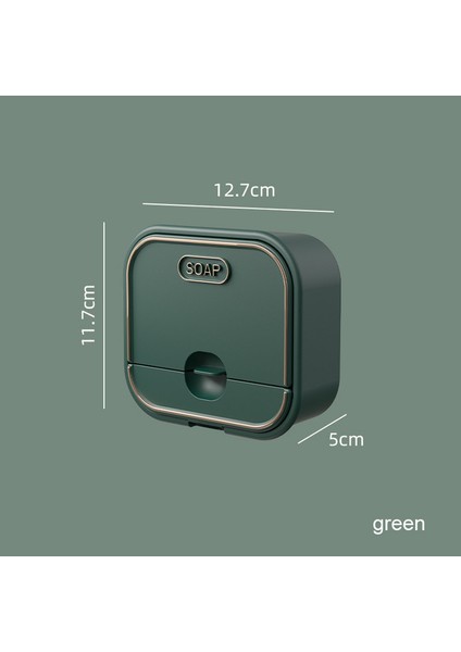 Yeşil Sabun Kutusu Sabunluklar Plaka Su Geçirmez Mühürlü Sabunluk Sabunluk Taşınabilir Sabun Tepsisi Kapaklı Banyo Tuvalet Malzemeleri (Yurt Dışından)