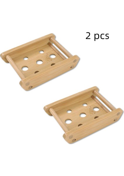 2 Adet 2 Adet Ahşap Doğal Bambu Sabunluklar Tepsi Tutucu Depolama Sabunluk Plaka Kutu Konteyner Taşınabilir Banyo Sabunu Saklama Kutusu (Yurt Dışından)