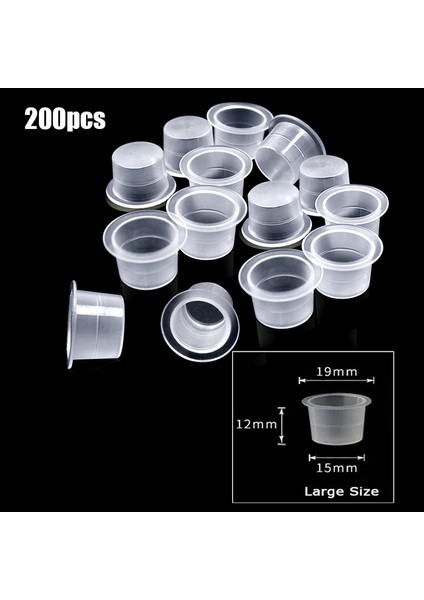 15MM 200 Adet 100 Adet S(8MM)/M(12MM)/L(15MM) Plastik Saklama Kutusu Kap Dövme Aksesuarı Kalıcı Makyaj Pigment Dövme Bardak Büyük Orta Küçük Boy (Yurt Dışından)