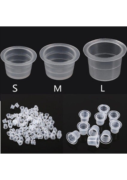 15MM 200 Adet 100 Adet S(8MM)/M(12MM)/L(15MM) Plastik Saklama Kutusu Kap Dövme Aksesuarı Kalıcı Makyaj Pigment Dövme Bardak Büyük Orta Küçük Boy (Yurt Dışından)