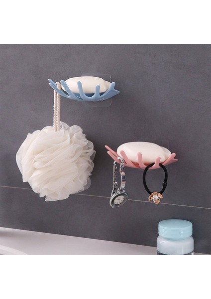 Pembe Pvc Sabunluk Kutusu Akçaağaç Yaprağı Şekli Yumruksuz Yapışkanlı Sabunluklar Drenaj Sabun Standı Tutucu Ovma Pedi Tepsi Banyo Aksesuarları (Yurt Dışından)