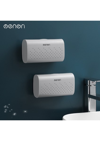 Gri (2 Adet) Mengnı Duvara Monte Sabunluk Toz Geçirmez Banyo Malzemeleri Sabun Depolama Kapaklı Raf Ev Sabun Kutusu Banyo Aksesuar Setleri (Yurt Dışından)