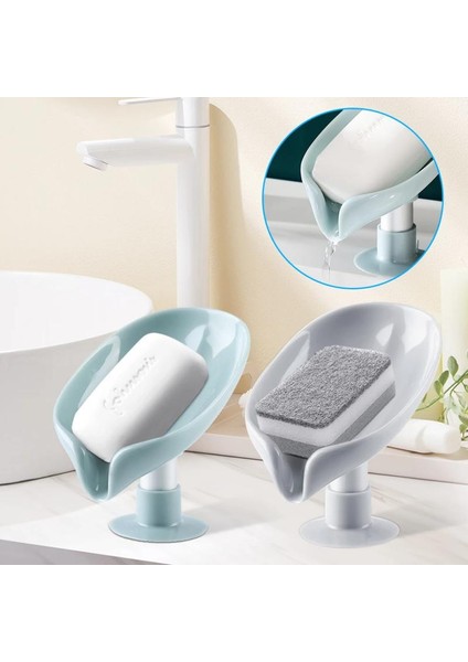 Mavi Yaprak Şekilli Sabunluk Tutucu Banyo Kaymaz Depolama Tutucu Tepsi Sabun Kabı Vantuz Sabunluk Mutfak Süngeri Drenaj Rafı (Yurt Dışından) fırsatları