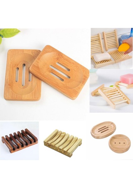 Stil 1 Ahşap Doğal Bambu Sabun Yemekleri Tepsi Tutucu Depolama Sabun Rafı Taşınabilir Drenaj Sabun Plaka Banyo Duş Sabunu Kutu Konteyner (Yurt Dışından) fırsatları