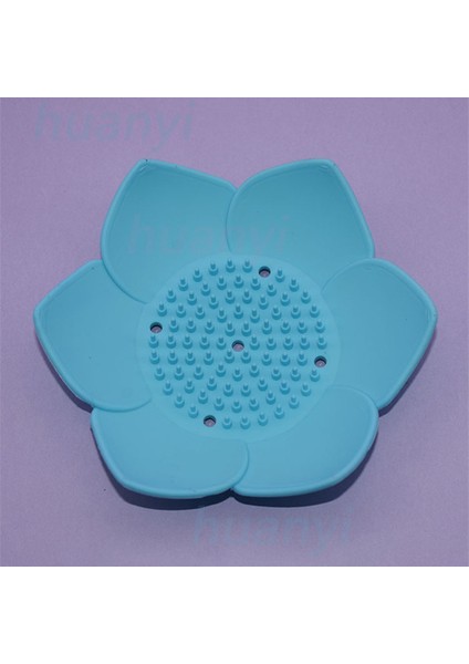 Mavi 1 Adet Silikon Sabun Kutusu Lotus Şekli Kaymaz Taşınabilir Tutucu Su Tahliye Düz Renk Drenaj Sabunluk Banyo Aksesuarları (Yurt Dışından)
