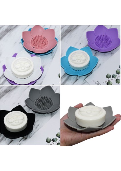 Mavi 1 Adet Silikon Sabun Kutusu Lotus Şekli Kaymaz Taşınabilir Tutucu Su Tahliye Düz Renk Drenaj Sabunluk Banyo Aksesuarları (Yurt Dışından) fiyatları