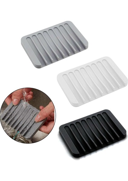 Gri Sabunluk Kaymaz 11.4*8*1 cm Silikon Sabunluk Boşaltma Hiçbir Delme Yerden Tasarruf Banyo Kaymaz Drenaj Misafir Tuvalet (Yurt Dışından) modelleri