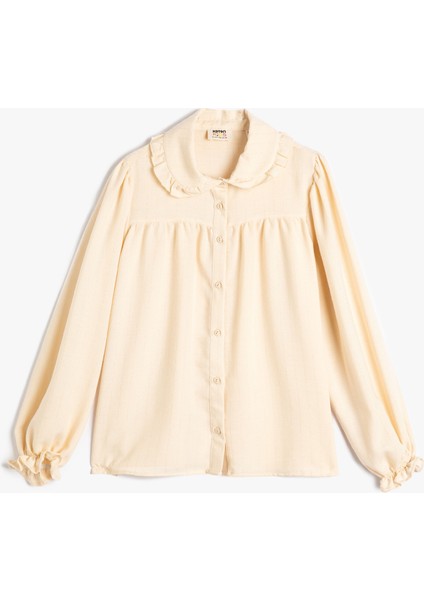 Bebe Yaka Gömlek Uzun Kollu Fırfır Detaylı Düğmeli