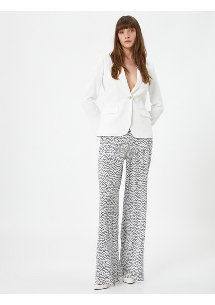 Bol Paça Pantolon Yüksek Bel Pileli Pauntiyeli