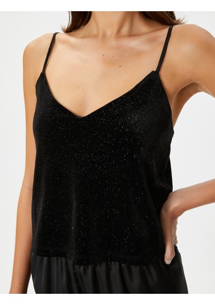 Koton Kadife Pijama Üstü Simli Ince Askılı indirimleri