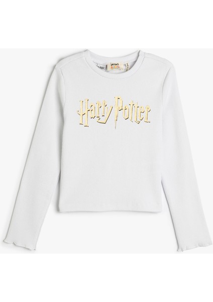 Harry Potter Sweatshirt Lisanslı Uzun Kollu Bisiklet Yaka Ribanalı