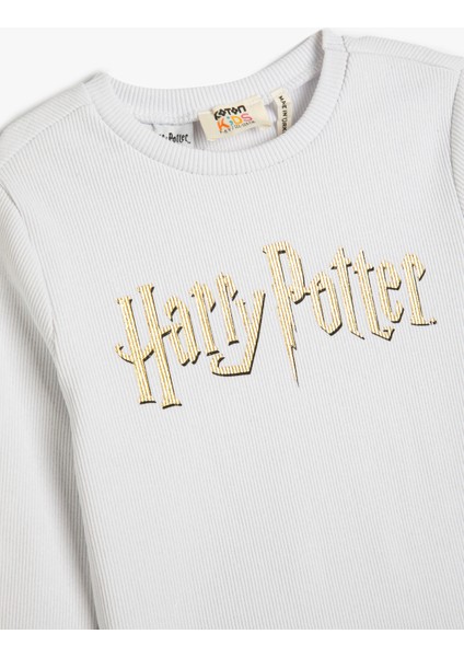 Harry Potter Sweatshirt Lisanslı Uzun Kollu Bisiklet Yaka Ribanalı