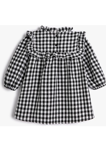 Elbise Hakim Yaka Fırfır Detaylı Lastik Manşetli fiyatları