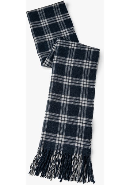 Ekoseli Atkı Püskül Detaylı Yumuşak Dokulu