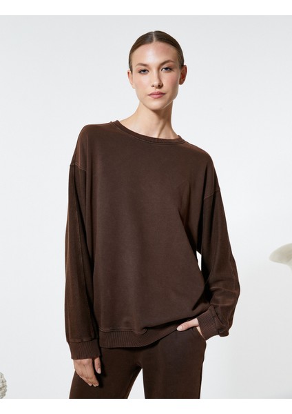 Bisiklet Yaka Sweatshirt Rahat Kesim Uzun Kollu modelleri