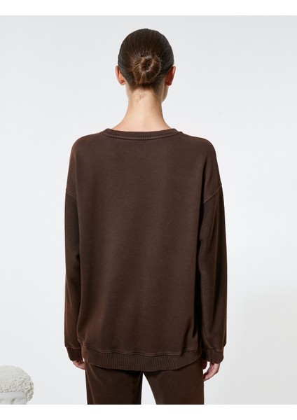 Bisiklet Yaka Sweatshirt Rahat Kesim Uzun Kollu fırsatları