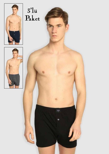 Penye Düz Boxer 117 3'lü Paket Kod/renk: Karışık Renk [xmlbayi]