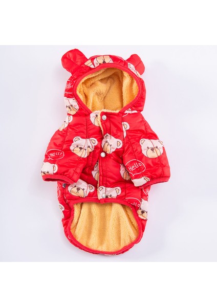 Kırmızı Teddy Puff Köpek Montu Köpek Yağmurluğu Köpek Kıyafeti modelleri