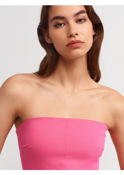 90758 Yırtmaçlı Straplez Elbise-Pembe fırsatları