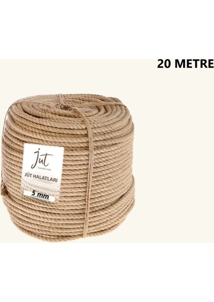 Jüt Halat 5 mm 20 Metre Hasır Dekor Süsleme Ip