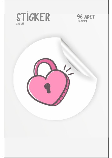 Sevgili Günü Kalp Temalı Sticker Seti 96'li Etiket 2 Sayfa