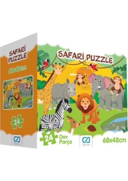 Ca Games 24 Parça Safari Yer Puzzle 5232, Çocuklar Için Hayvanlı Yer Puzzle