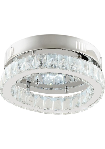 Ardenia Tekli Krom Ledli 3 Renkli Kristalli Taşlı Modern Tasarım LED Kristal Salon Avize