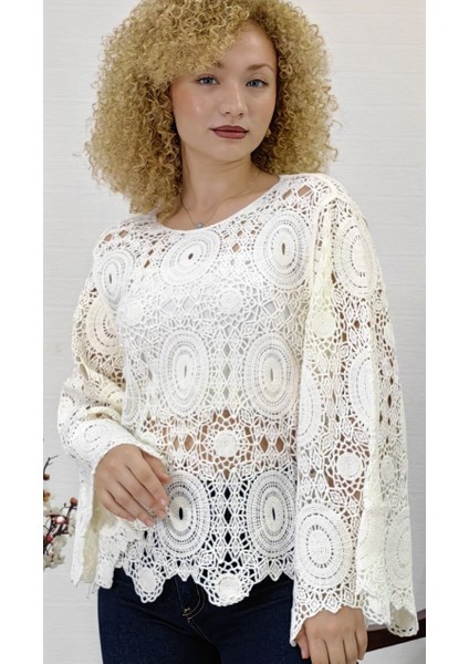 Ispanyol Kol Örgü Desenli Triko Bluz fiyatları