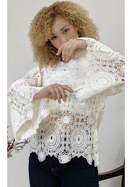 Ispanyol Kol Örgü Desenli Triko Bluz indirimleri