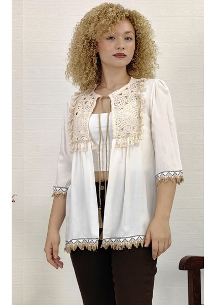 Yagmur Beren Örgü Detay Yakadan Bağlamalı Mıx Koton Bluz fiyatları