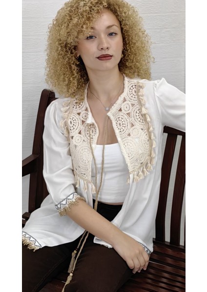 Yagmur Beren Örgü Detay Yakadan Bağlamalı Mıx Koton Bluz fırsatları