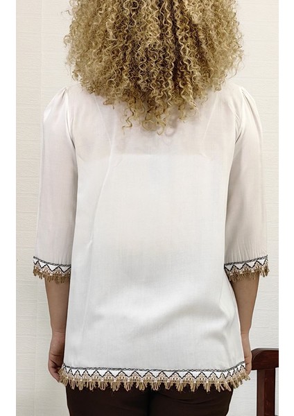 Yagmur Beren Örgü Detay Yakadan Bağlamalı Mıx Koton Bluz indirimleri